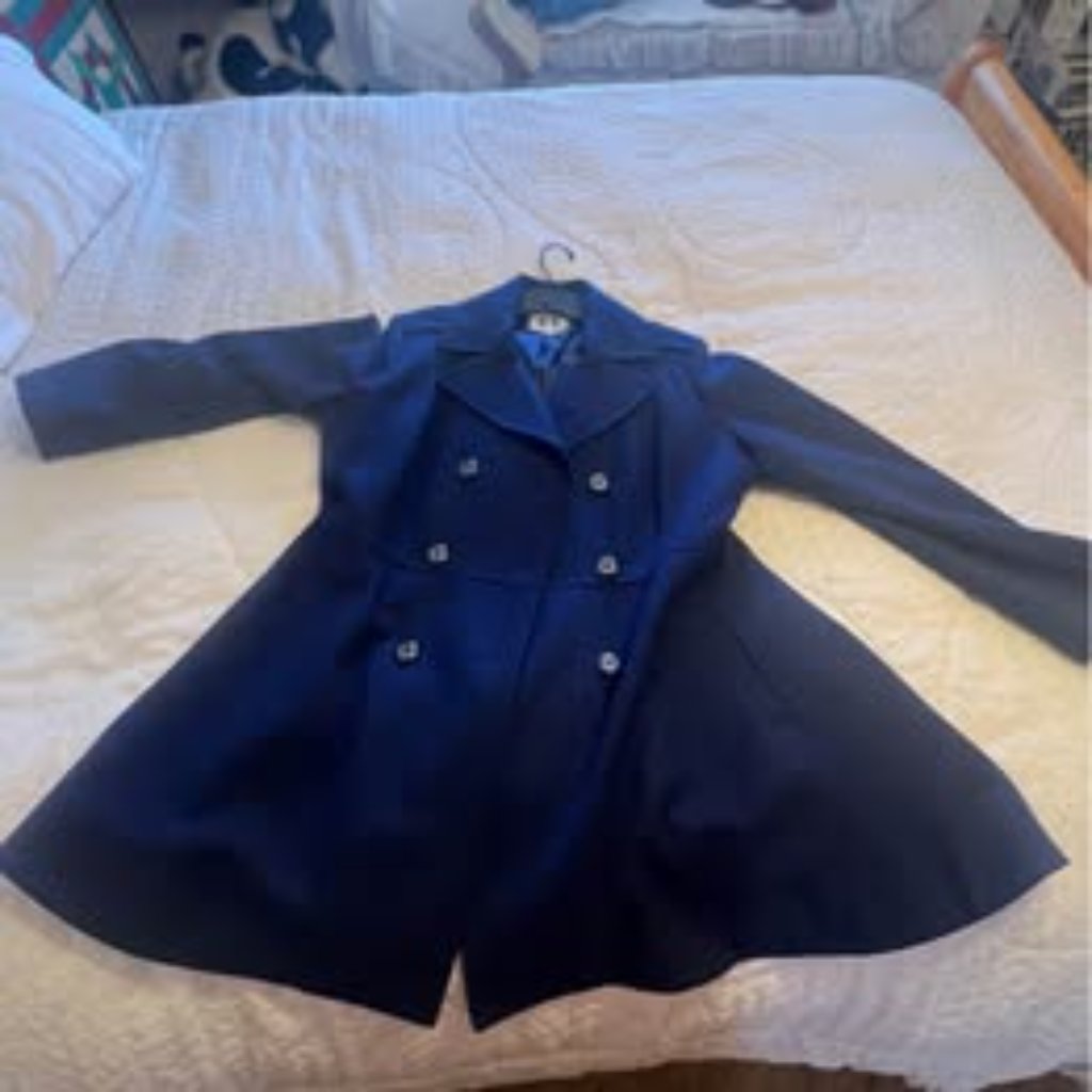 Anne Klein Navy Blue Double Breasted Coat Xl
